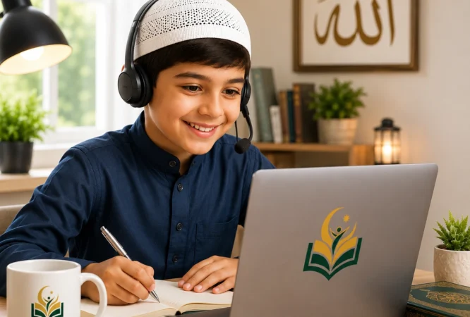Young student immersed in online learning